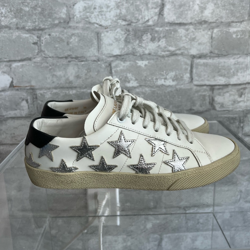 SAINT LAURENT - white court classic metallic california sneakers